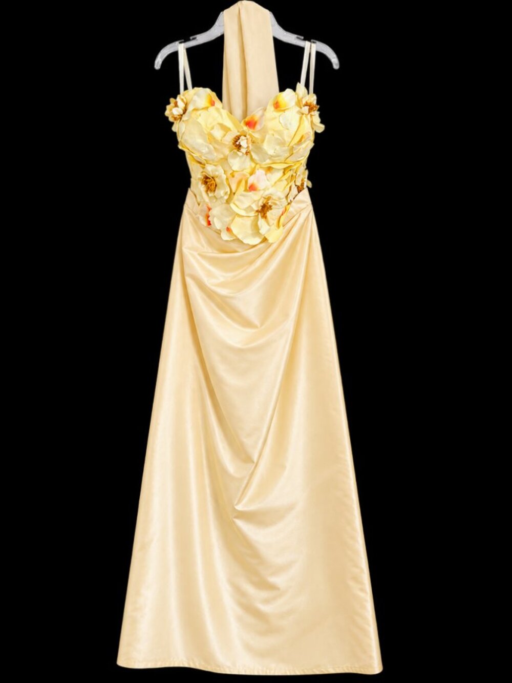 Max Chaoul Paris Floral Corset Gown Dress Size 42 Made in France 3D Flowers